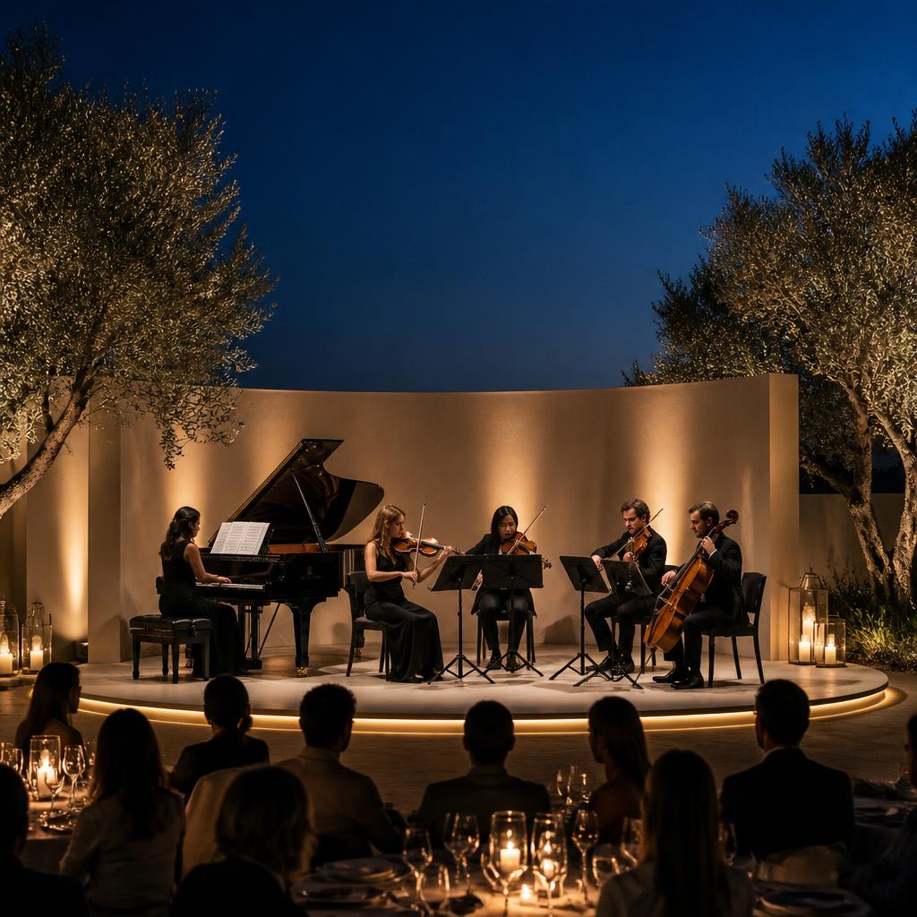 Outdoor classical concert at dusk