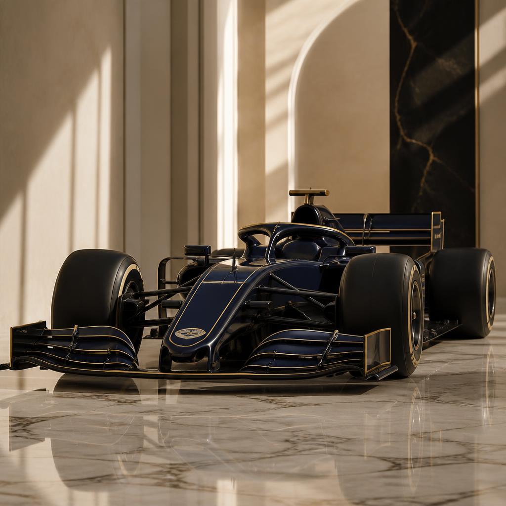 Chic navy Formula 1 car